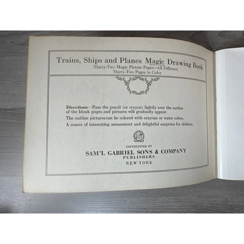 Vintage Trains Ships and Planes Magic Drawing Book Saml Gabriel Sons NY‎ Unused